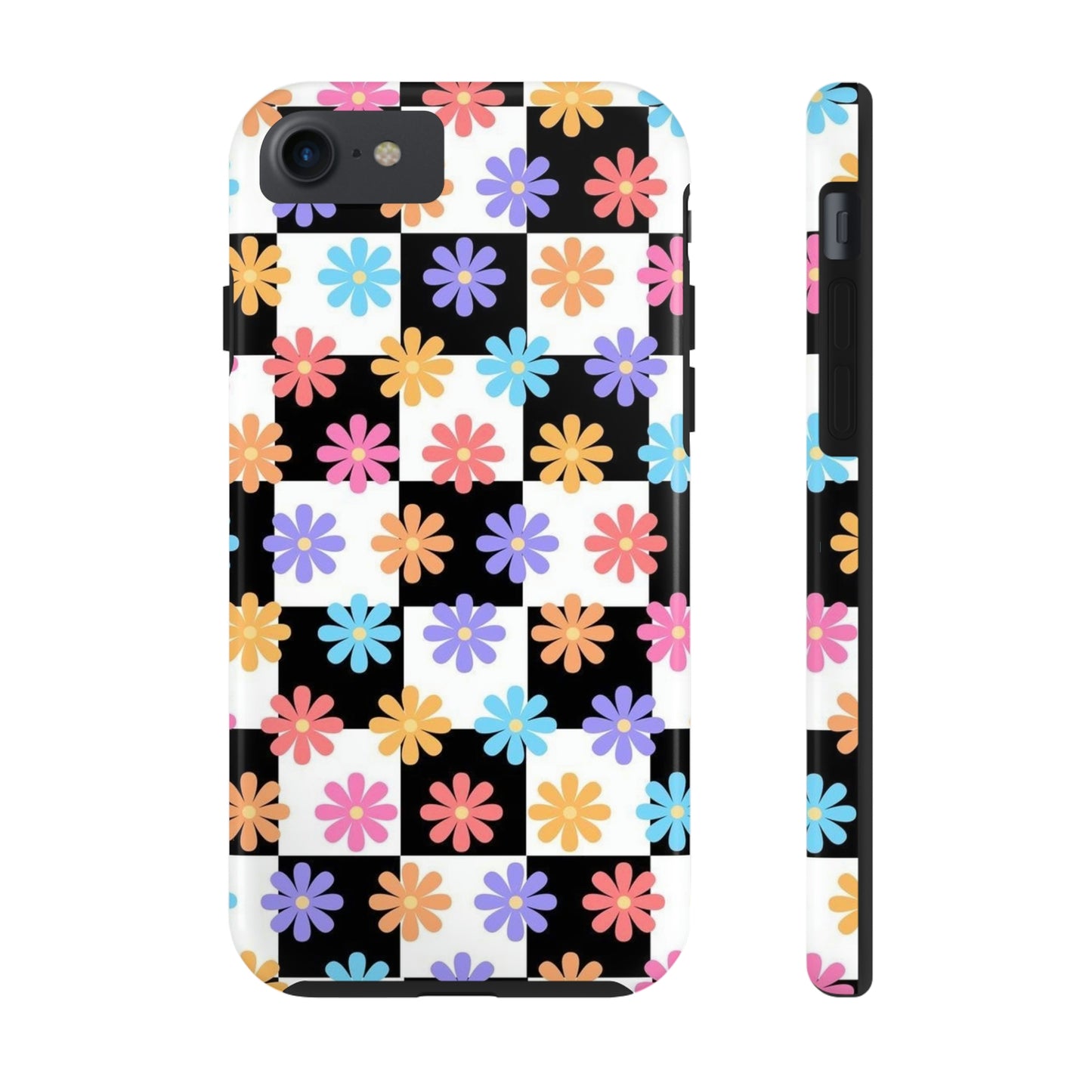 Checkered flower phone case/ for iPhone/ Floral collection /Tough Phone Cases, Case-Mate