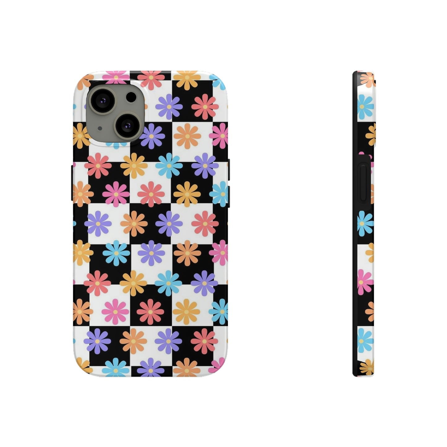 Checkered flower phone case/ for iPhone/ Floral collection /Tough Phone Cases, Case-Mate