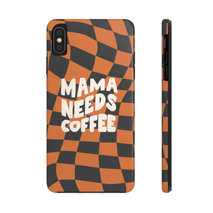 Momma Needs Coffee, for iPhone plaid collection Tough Phone Cases, Case-Mate