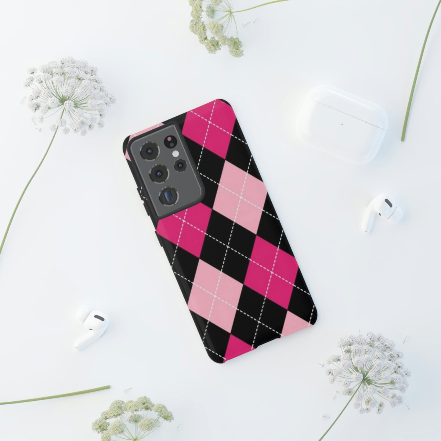 Pink Diamond phone case/ for Samsung & Google phones/ plaid collection/ Tough Phone Cases