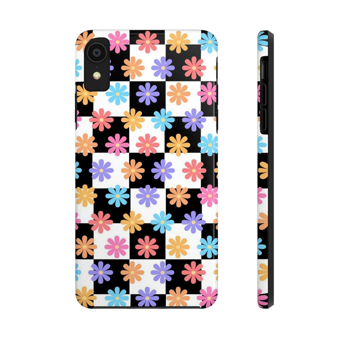 Checkered flower phone case/ for iPhone/ Floral collection /Tough Phone Cases, Case-Mate