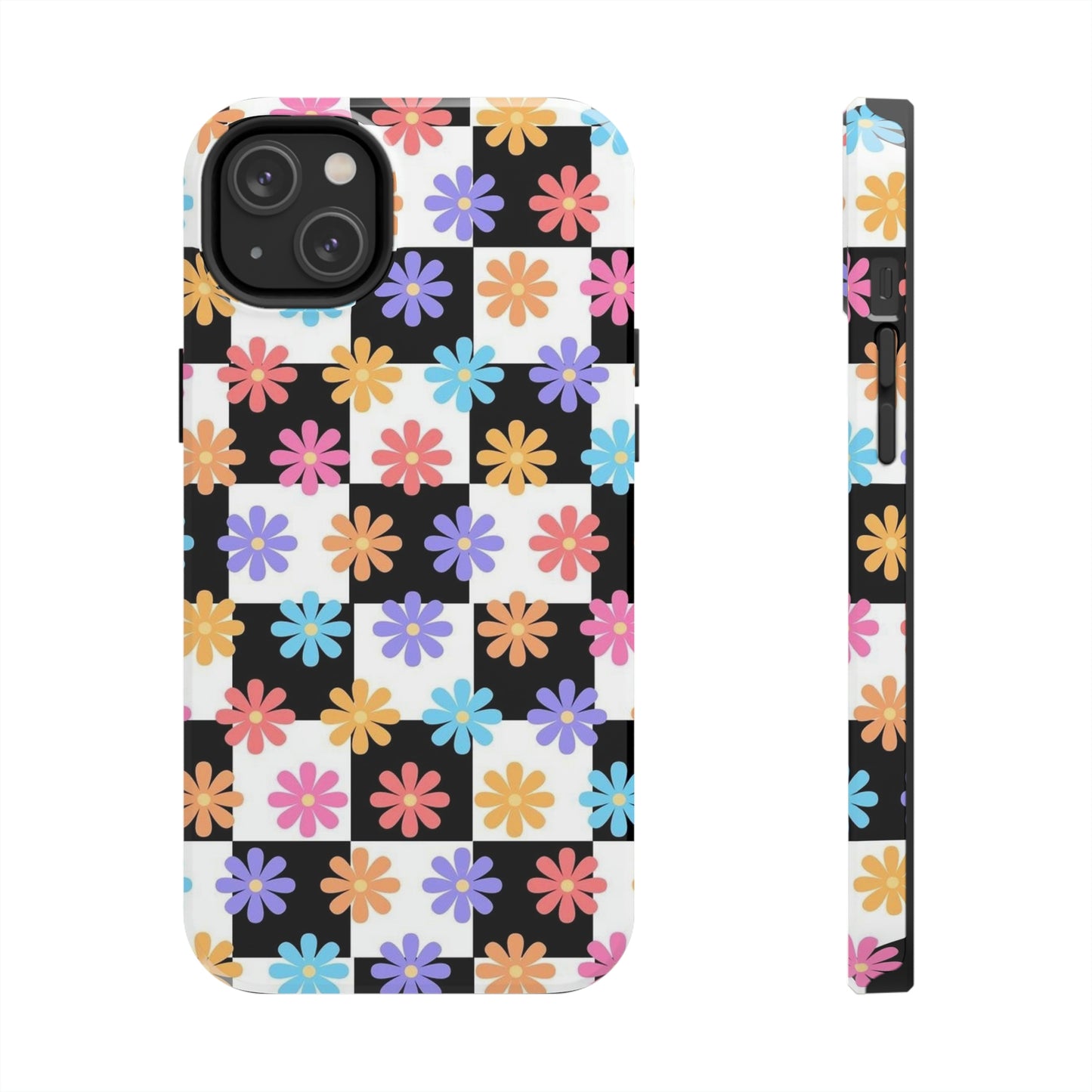 Checkered flower phone case/ for iPhone/ Floral collection /Tough Phone Cases, Case-Mate