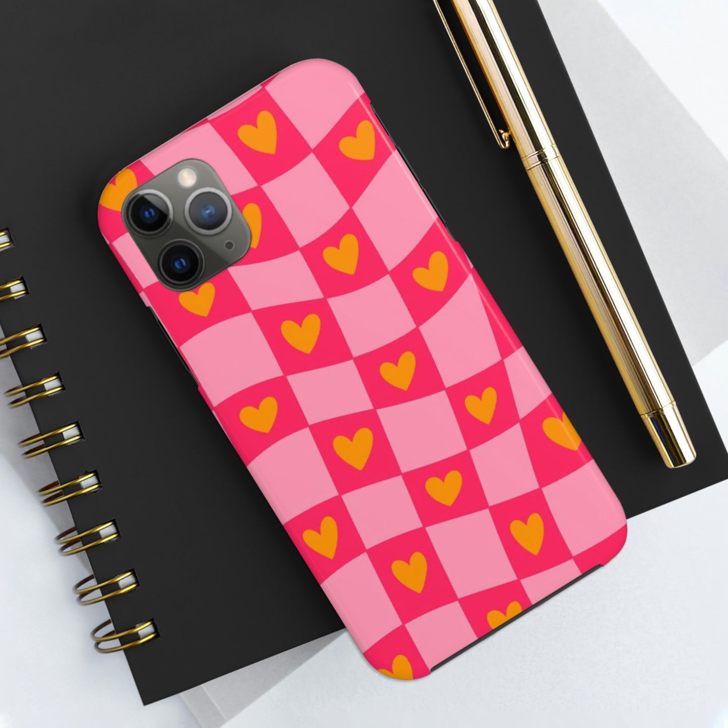 Checkered hearts phone case / for iPhone/ heart collection Tough Phone Cases,