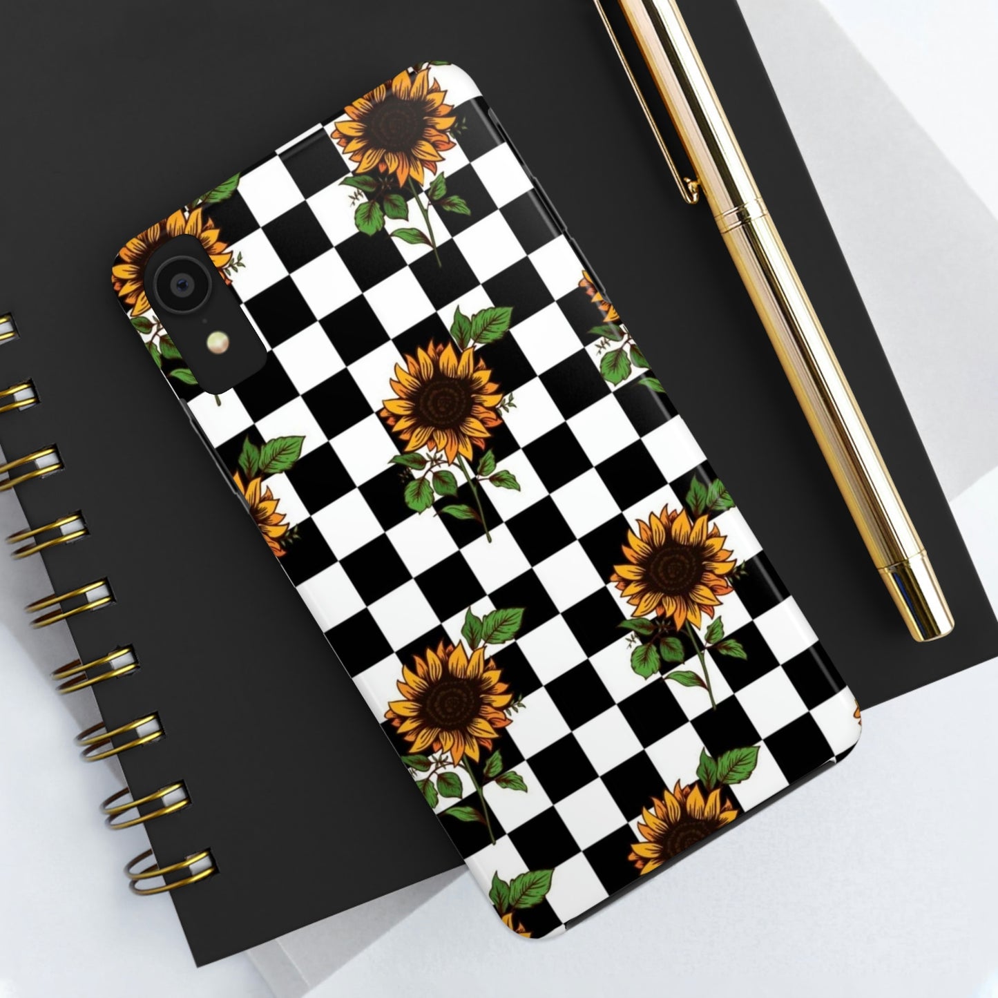 Checkered Sunflower phone case/ for iPhone  /Floral collection /Tough Phone Cases, Case-Mate