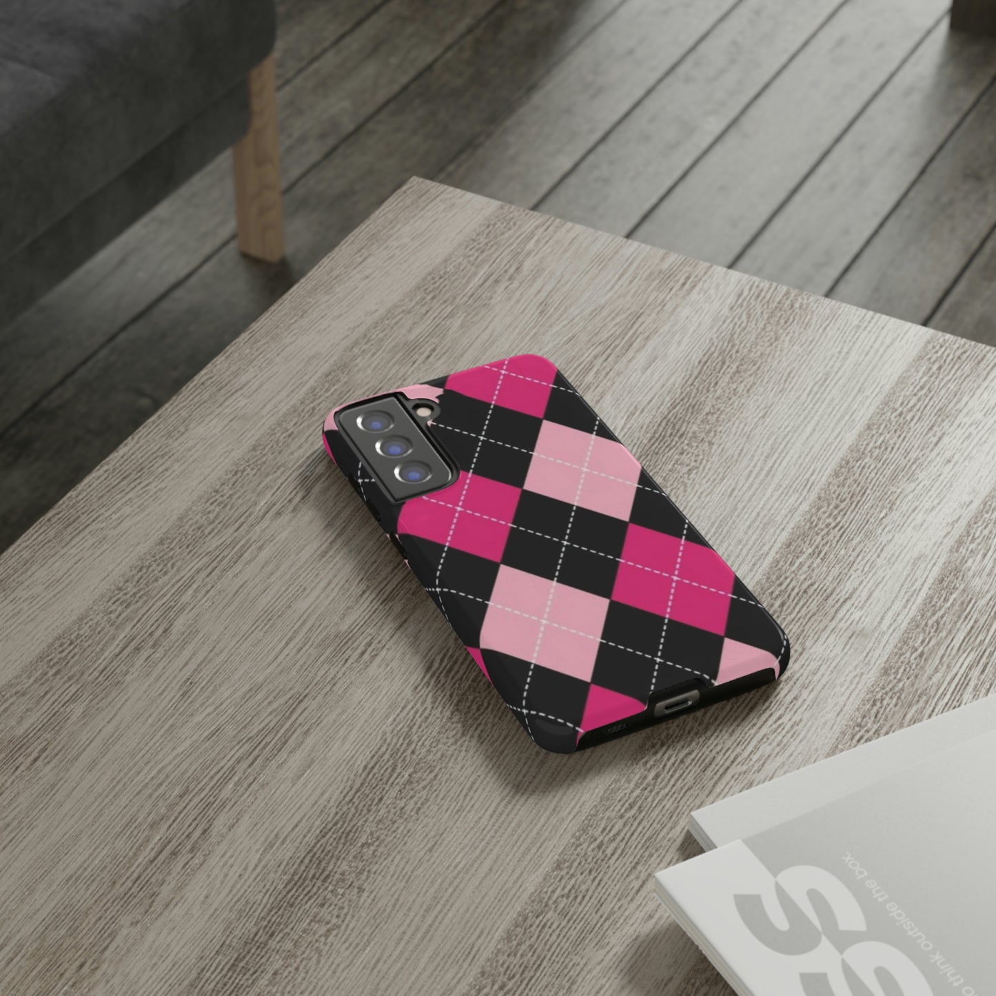 Pink Diamond phone case/ for Samsung & Google phones/ plaid collection/ Tough Phone Cases