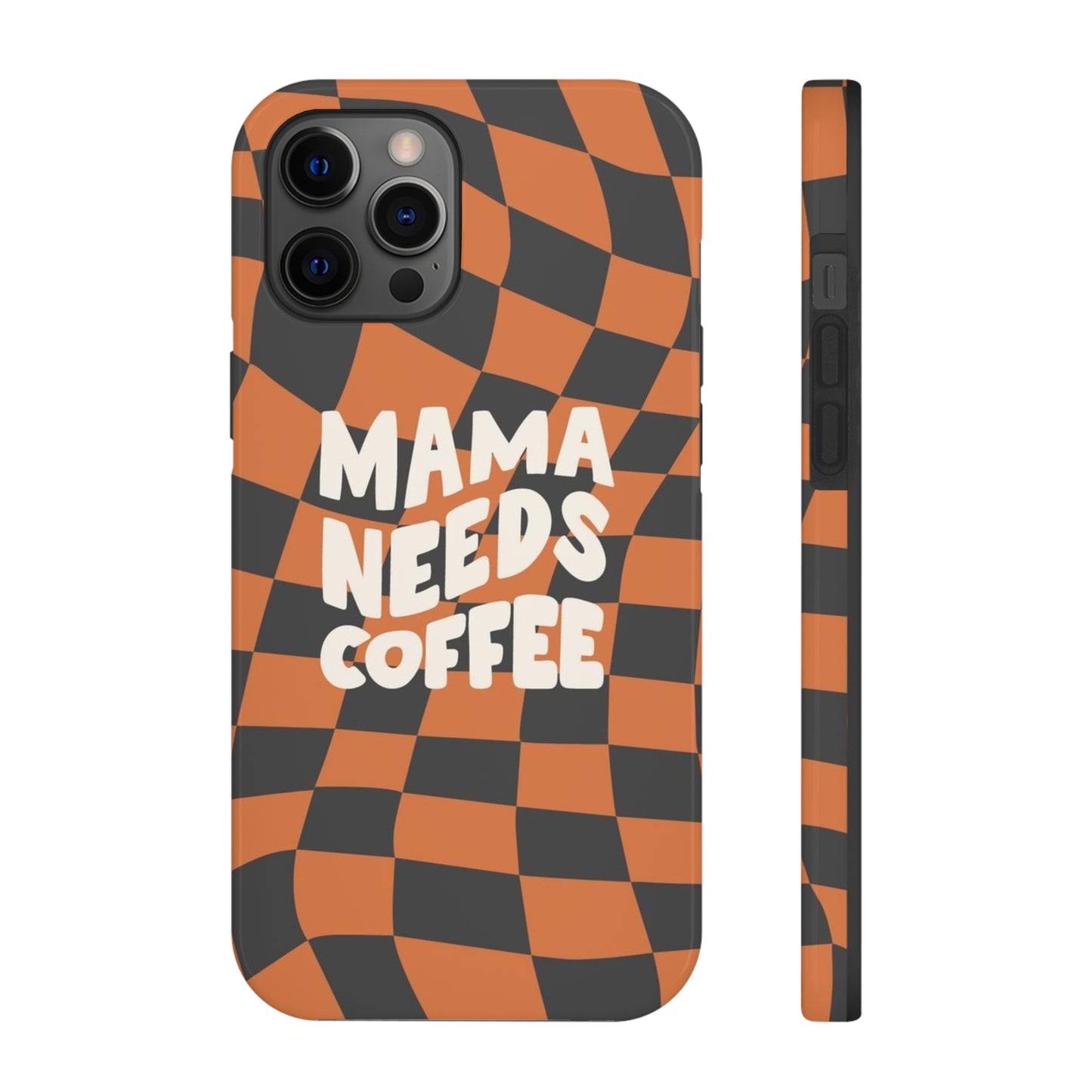 Momma Needs Coffee, for iPhone plaid collection Tough Phone Cases, Case-Mate