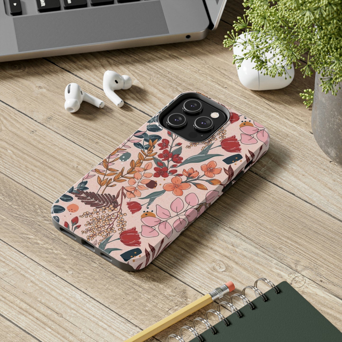 Pink Floral phone case, for iPhone/Tough Phone Cases/ Floral Collection