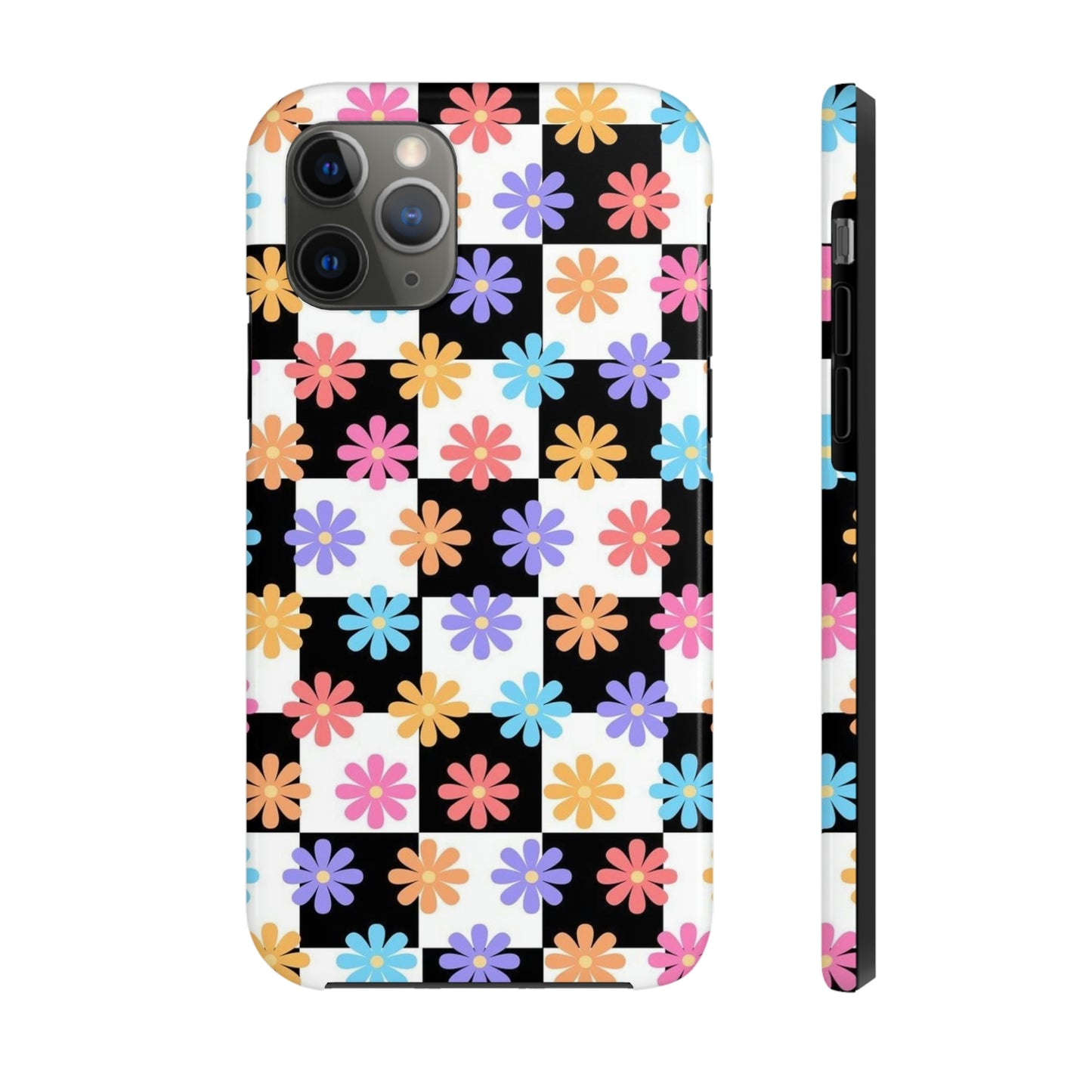 Checkered flower phone case/ for iPhone/ Floral collection /Tough Phone Cases, Case-Mate