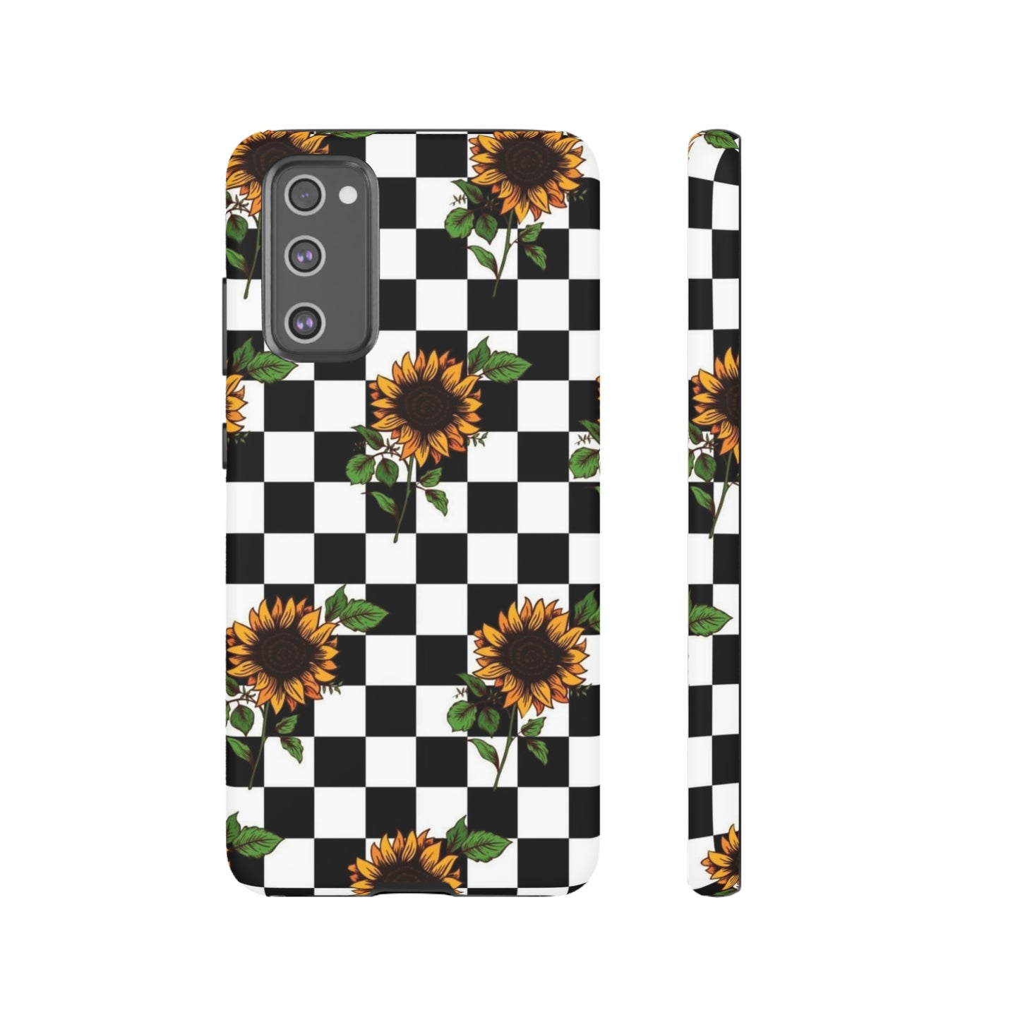 Checkered sunflower phone case/ for Samsung & Google phones/ floral collection/Tough Cases