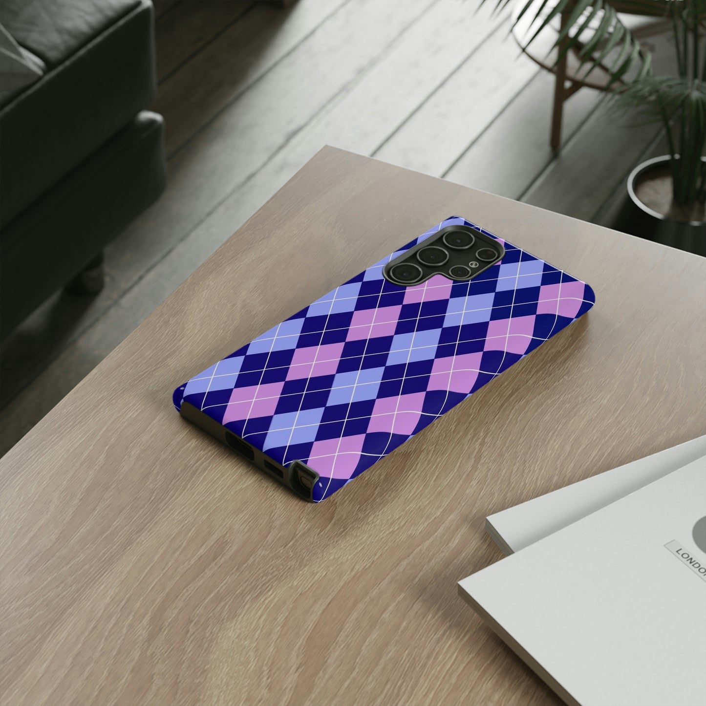 Purple sweater phone case/ for Samsung & Google phone/ plaid collection/ Tough Phone Cases