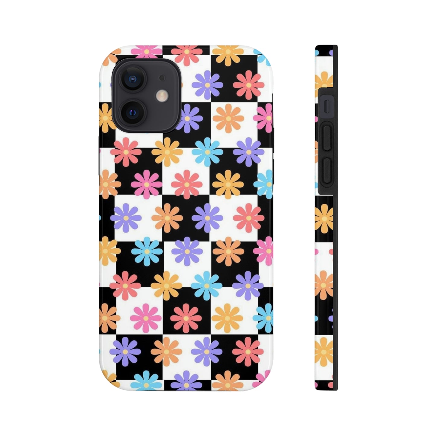 Checkered flower phone case/ for iPhone/ Floral collection /Tough Phone Cases, Case-Mate