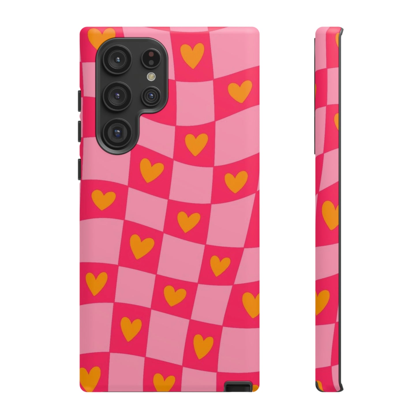 Checkered hearts phone case / for Samsung & Google phones/ heart collection /Tough Cases