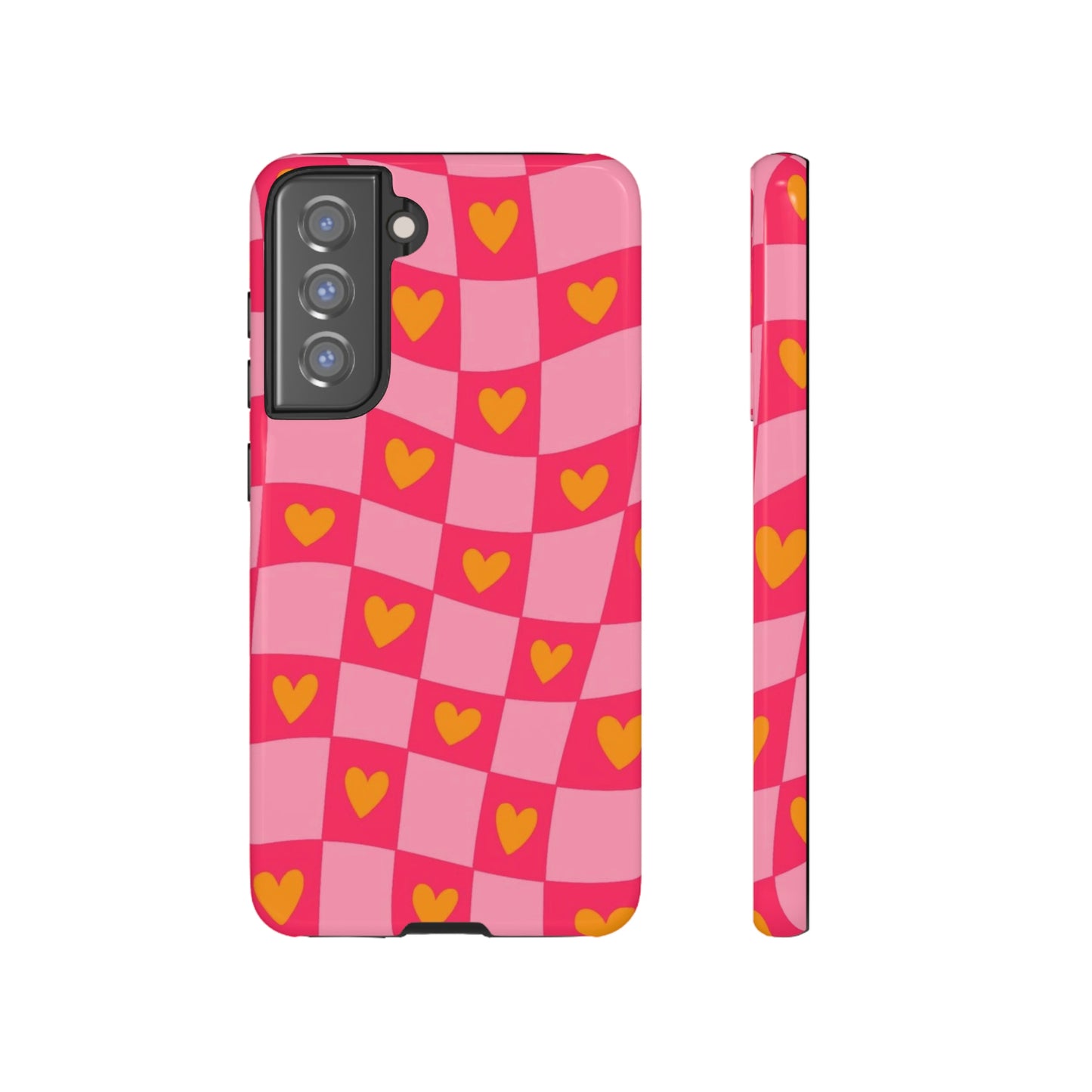 Checkered hearts phone case / for Samsung & Google phones/ heart collection /Tough Cases