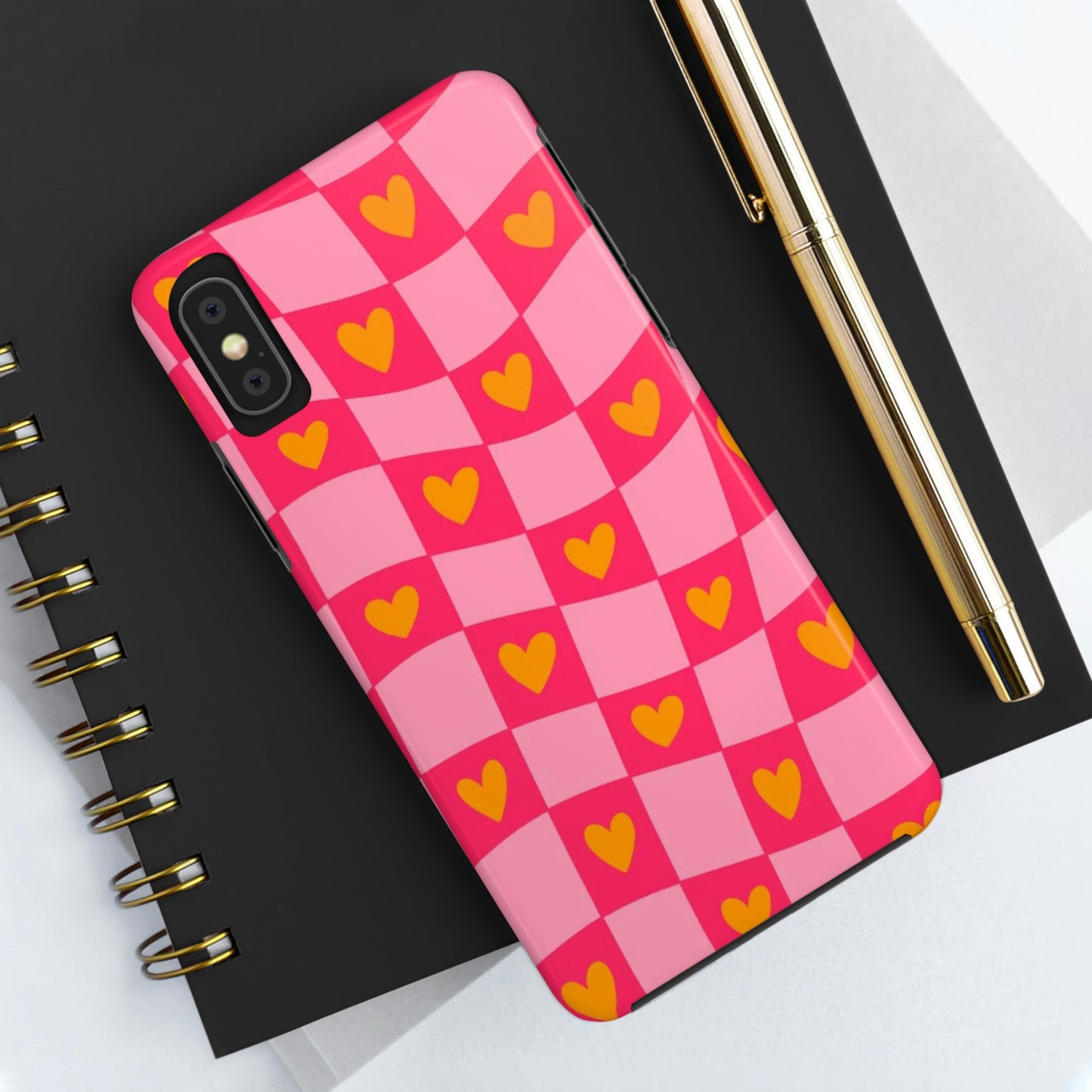 Checkered hearts phone case / for iPhone/ heart collection Tough Phone Cases,