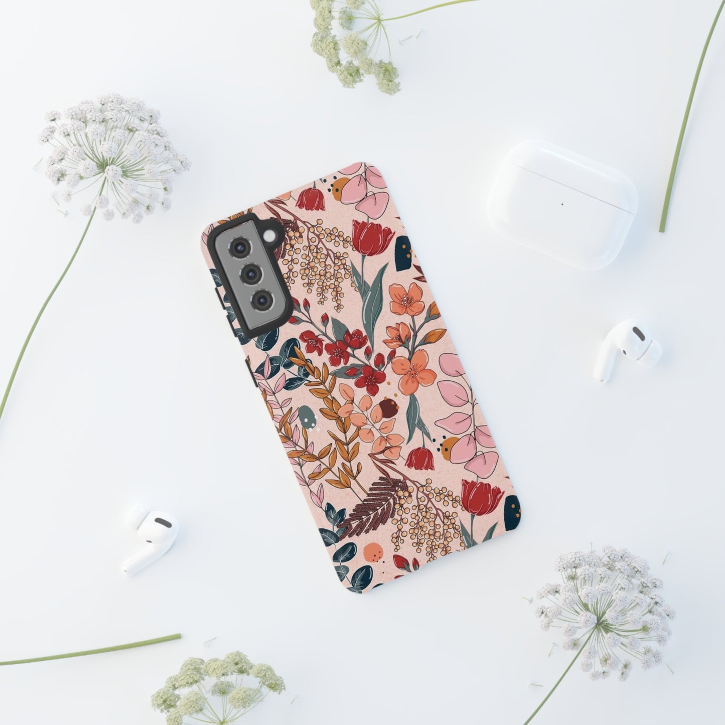 Pink Floral phone case for Samsung & Google phone/Tough Cases/ Floral Collection