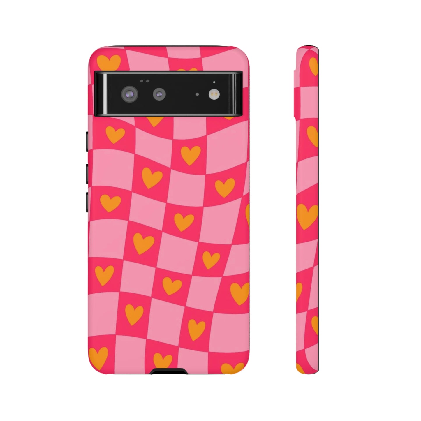 Checkered hearts phone case / for Samsung & Google phones/ heart collection /Tough Cases