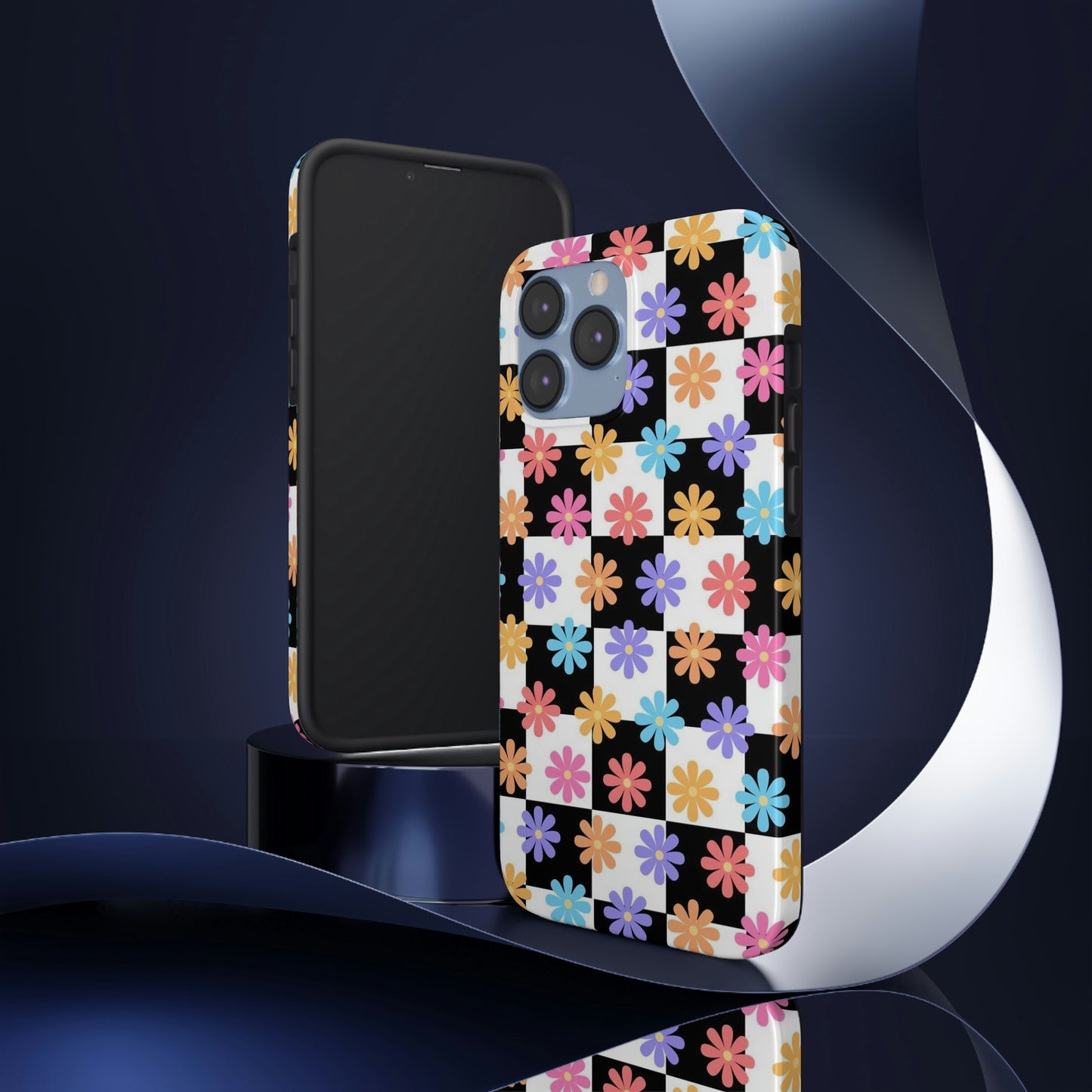 Checkered flower phone case/ for iPhone/ Floral collection /Tough Phone Cases, Case-Mate