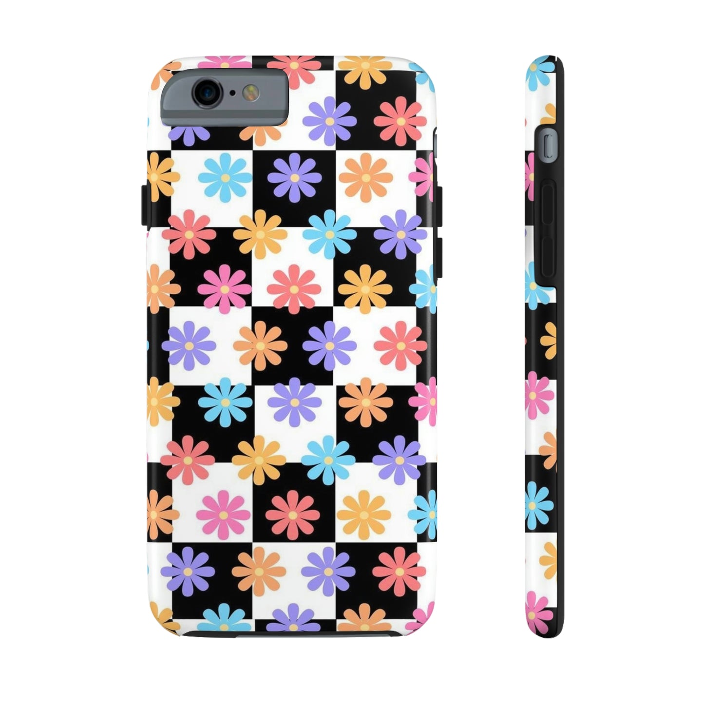 Checkered flower phone case/ for iPhone/ Floral collection /Tough Phone Cases, Case-Mate