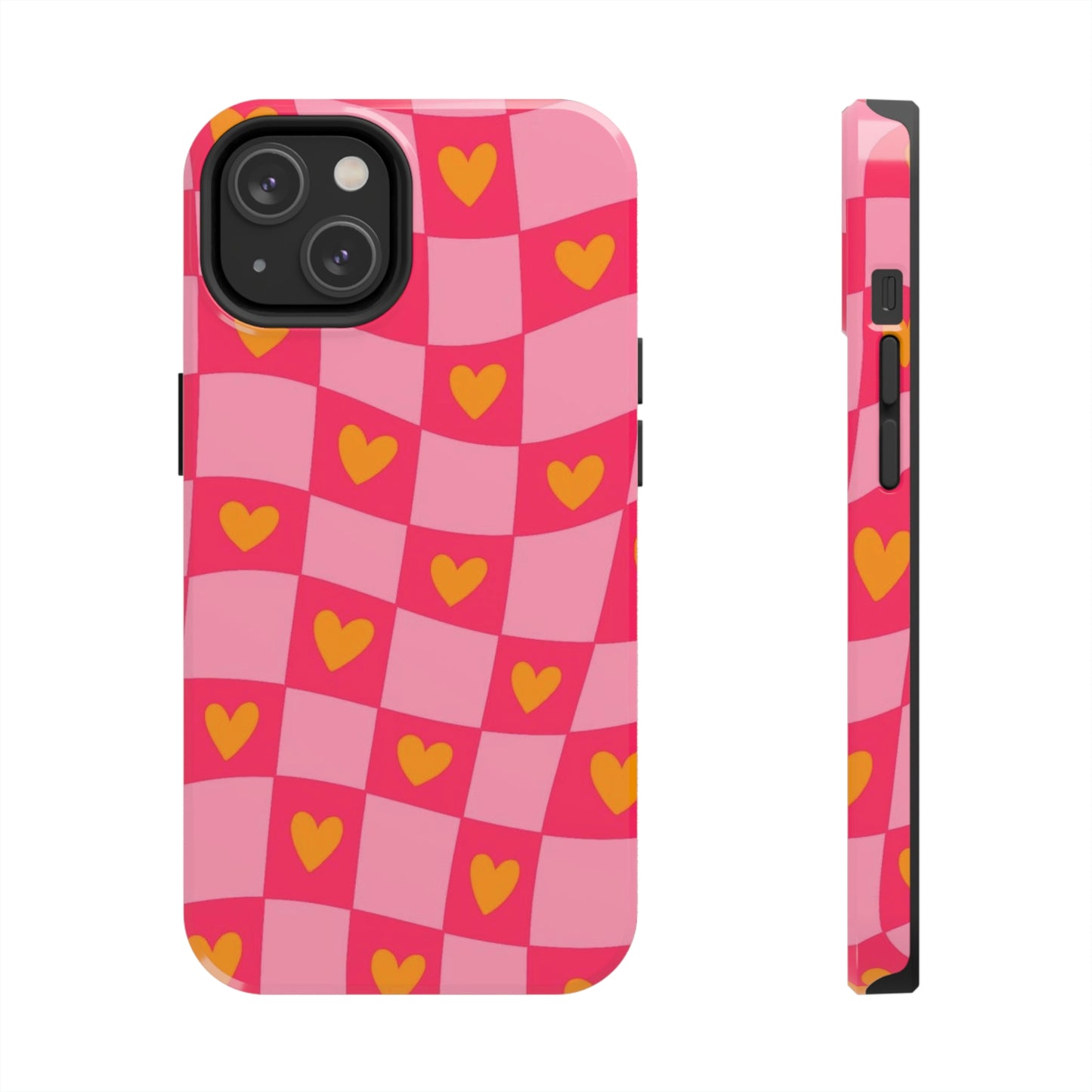 Checkered hearts phone case / for iPhone/ heart collection Tough Phone Cases,