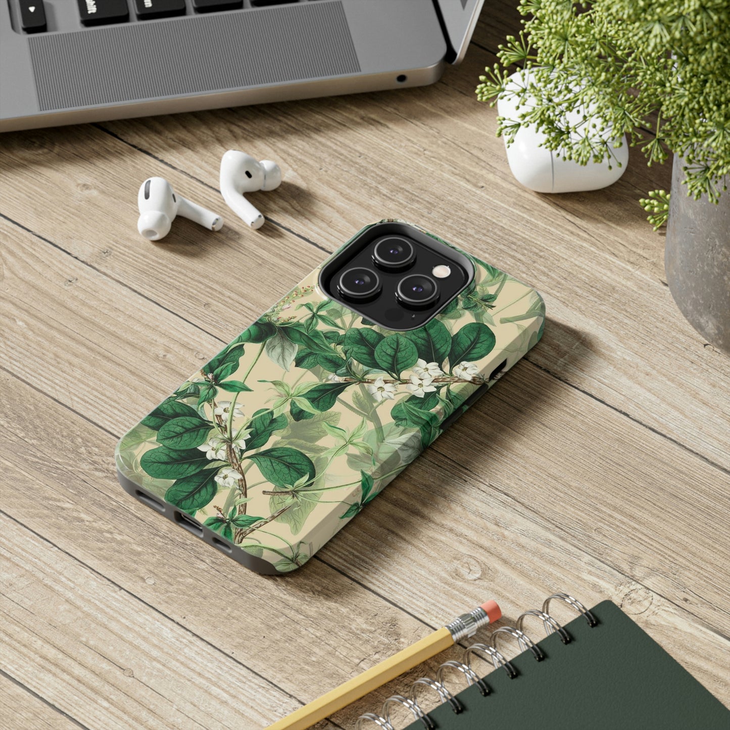 Green Petals phone case, for iPhone, Tough Phone Cases, Floral collection