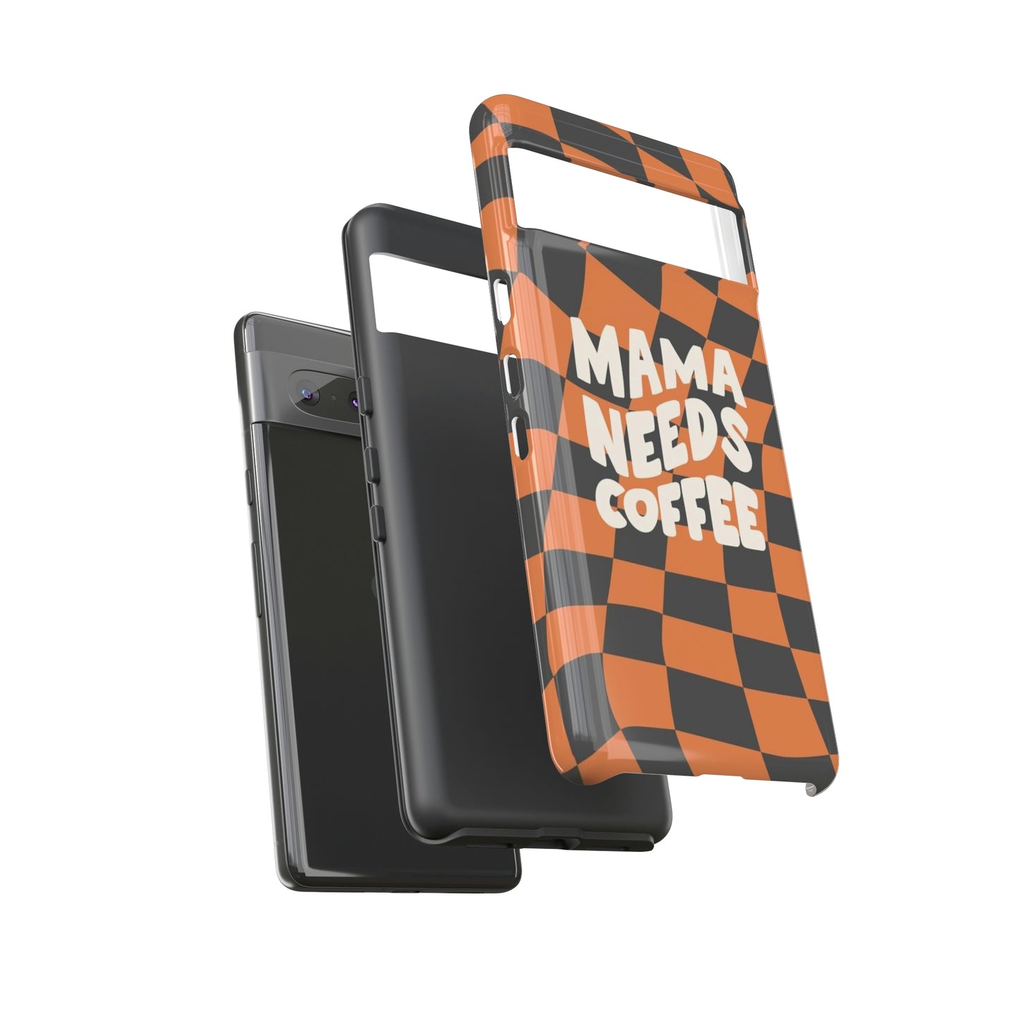 Mamma needs coffee, phone case for Samsung & Google phones, Plaid collection/Tough Cases