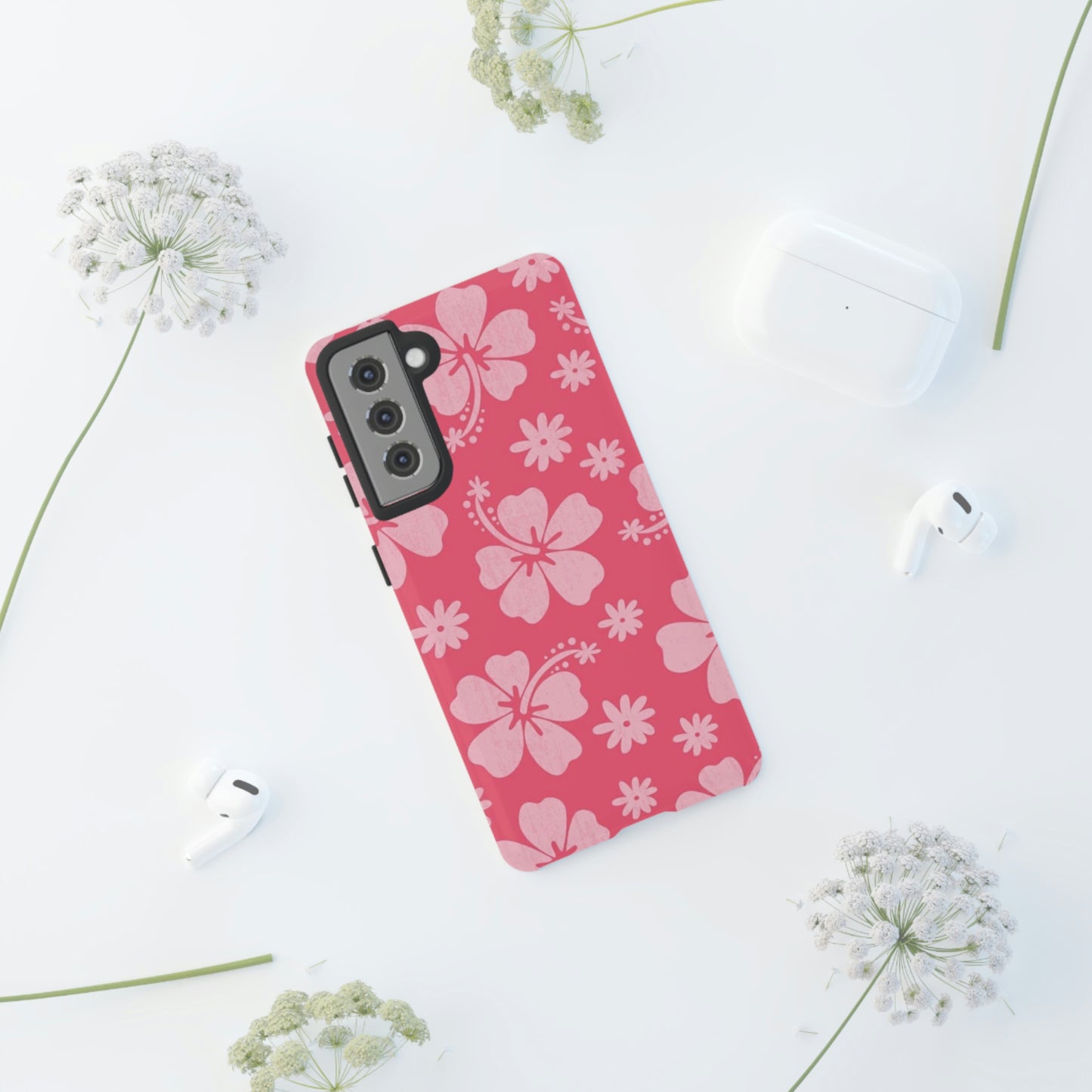 Pink hibiscus phone case/ for Samsung & Google phones /summer collection