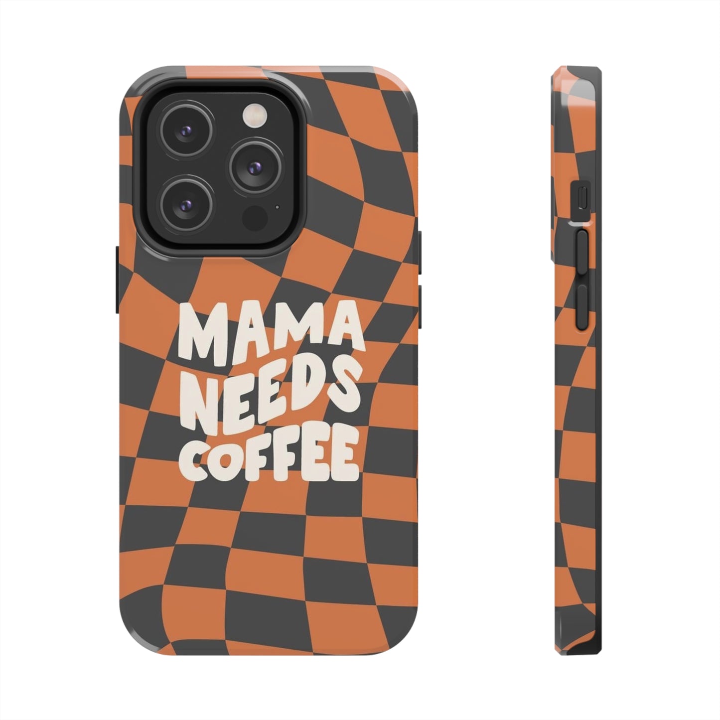 Momma Needs Coffee, for iPhone plaid collection Tough Phone Cases, Case-Mate