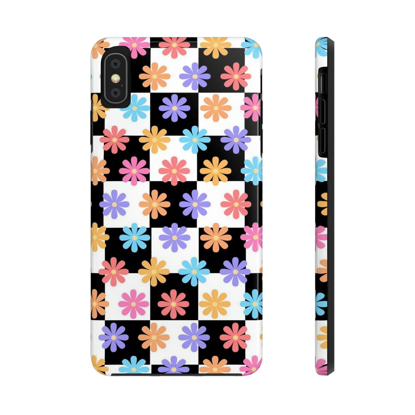 Checkered flower phone case/ for iPhone/ Floral collection /Tough Phone Cases, Case-Mate