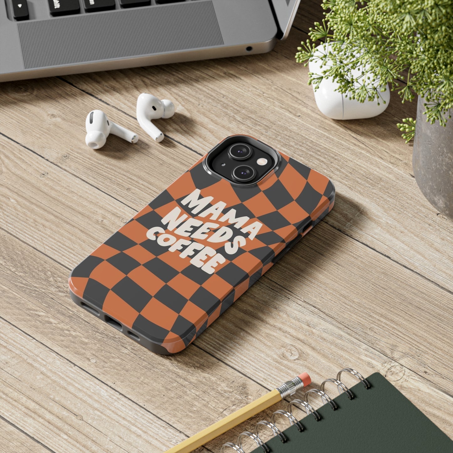 Momma Needs Coffee, for iPhone plaid collection Tough Phone Cases, Case-Mate